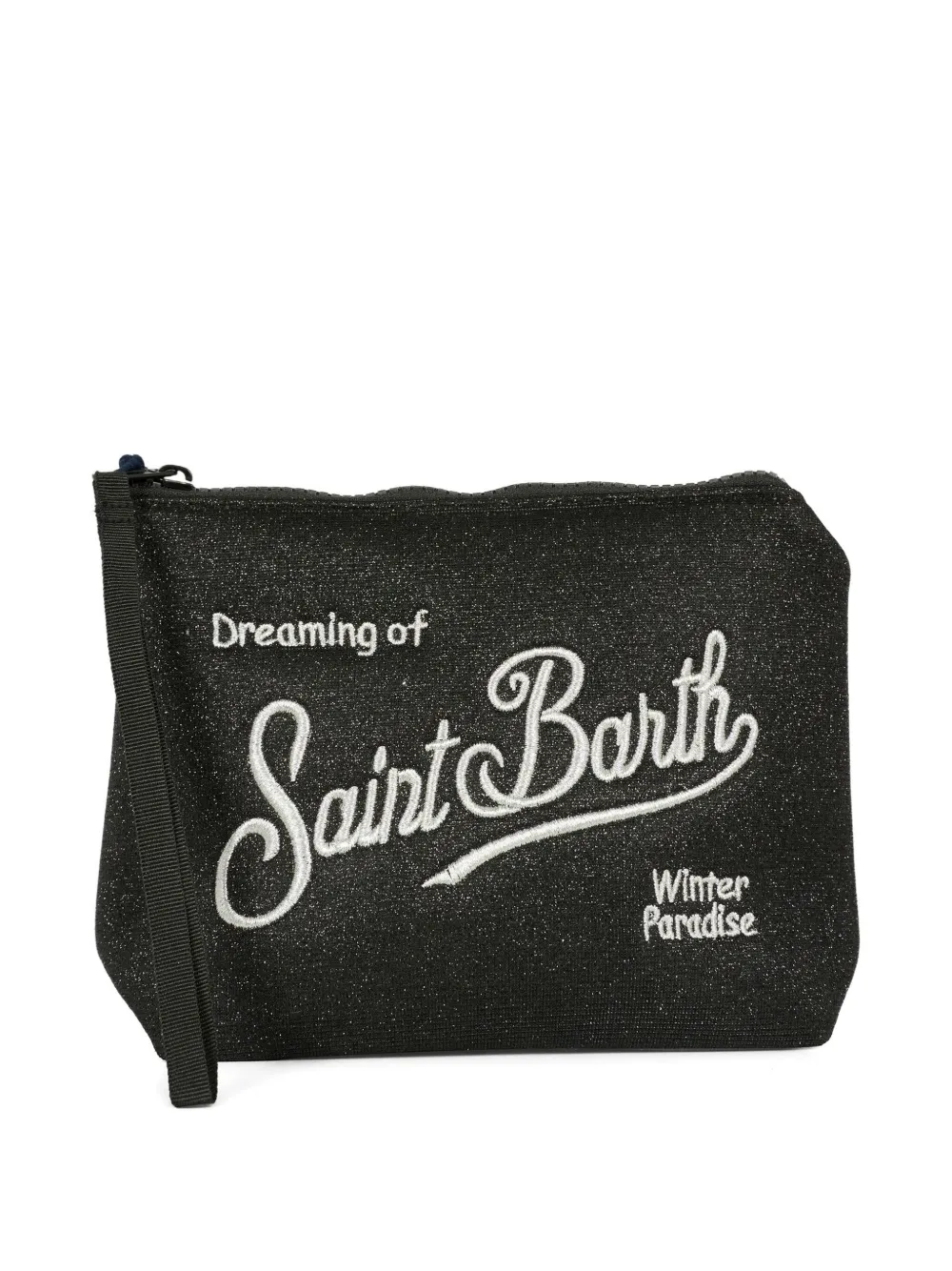 Mc2 Saint Barth Glitter-embroidered Pouch In Black