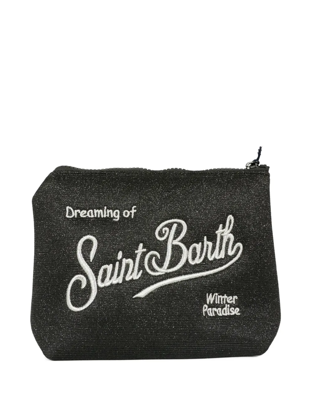 Mc2 Saint Barth Glitter-embroidered Pouch In Black