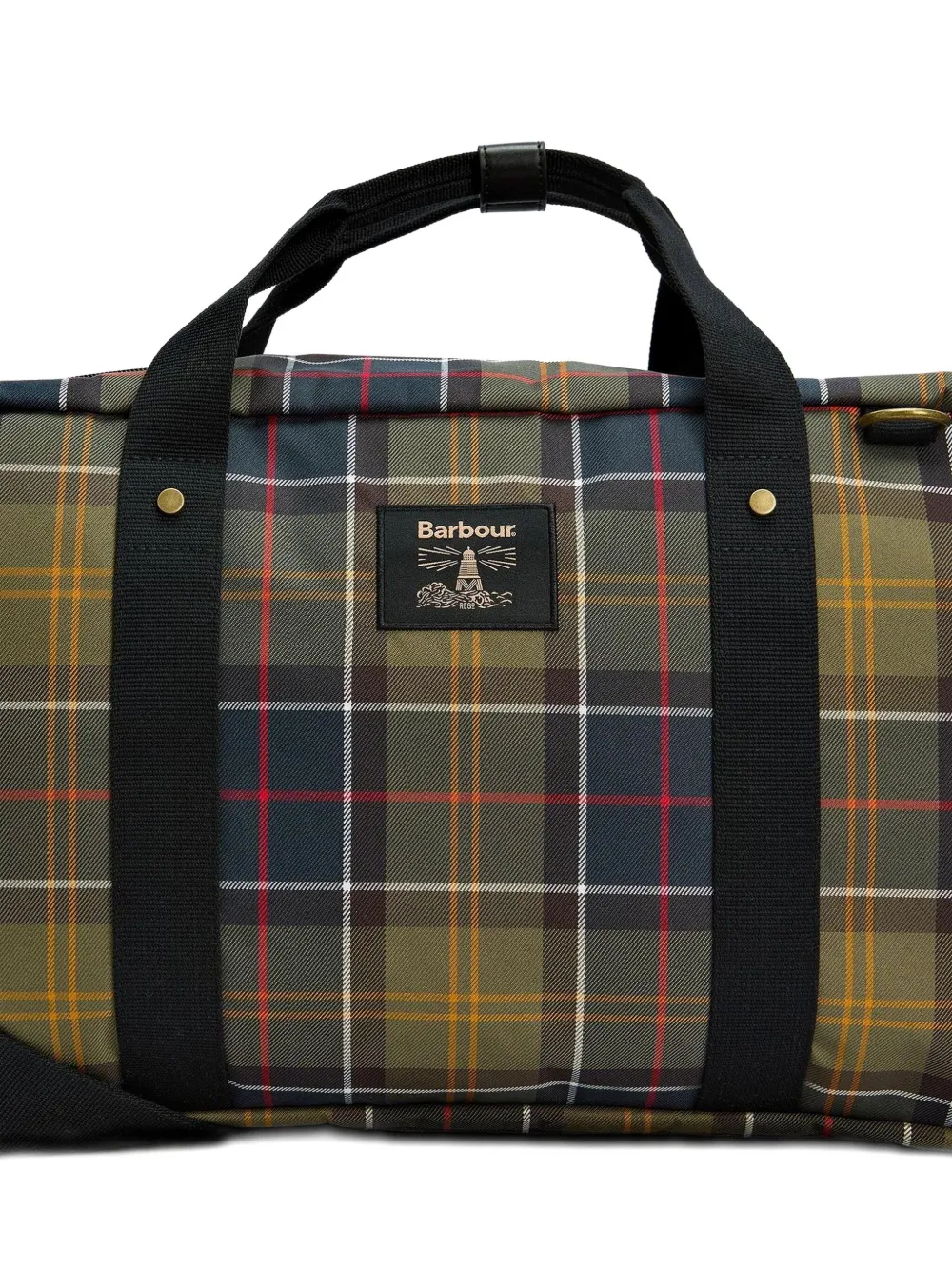 Barbour Checked Travel Bag In Green