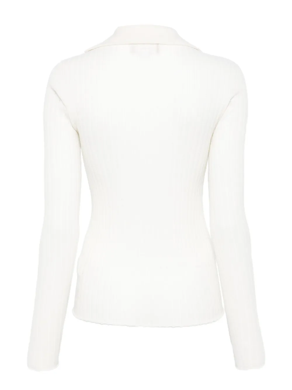 120% Lino Ribgebreid poloshirt - Wit