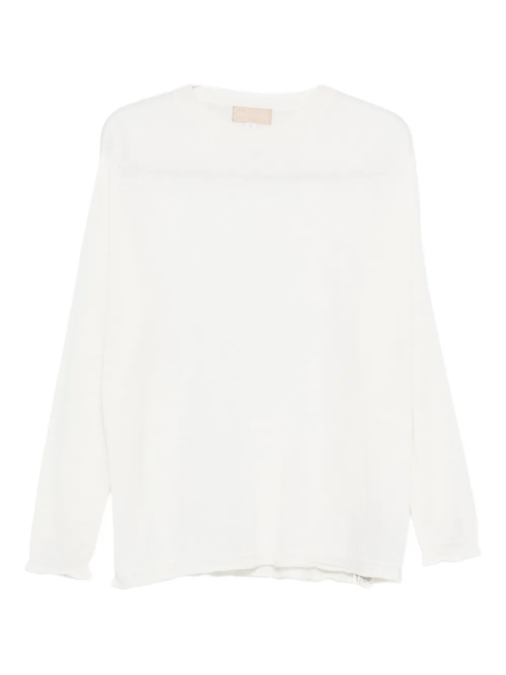 120% Lino Long-sleeve Round-neck Sweater In White