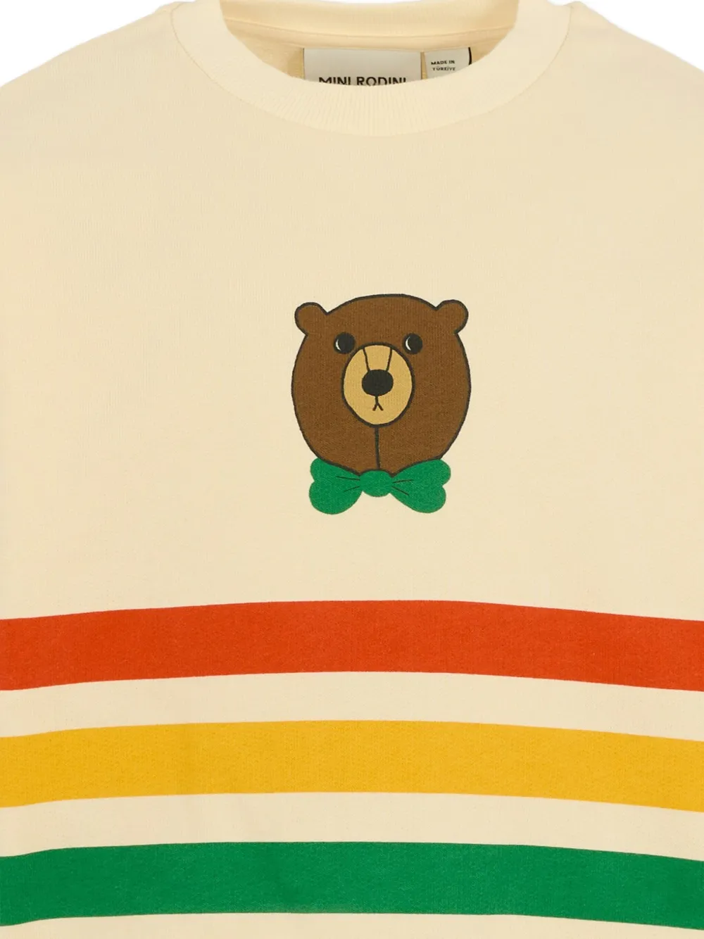 Mini Rodini Bear Striped Cotton Jersey Sweatshirt In Multi