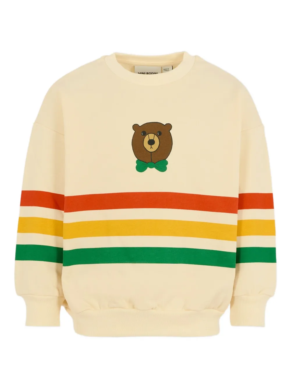 Mini Rodini Bear Striped Cotton Jersey Sweatshirt In Multi