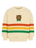 Mini Rodini bear-applique stripe sweatshirt - Neutrals