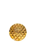 CHANEL Pre-Owned 1980-1990 Gold Plated CC Quilted Brooch costume brooch