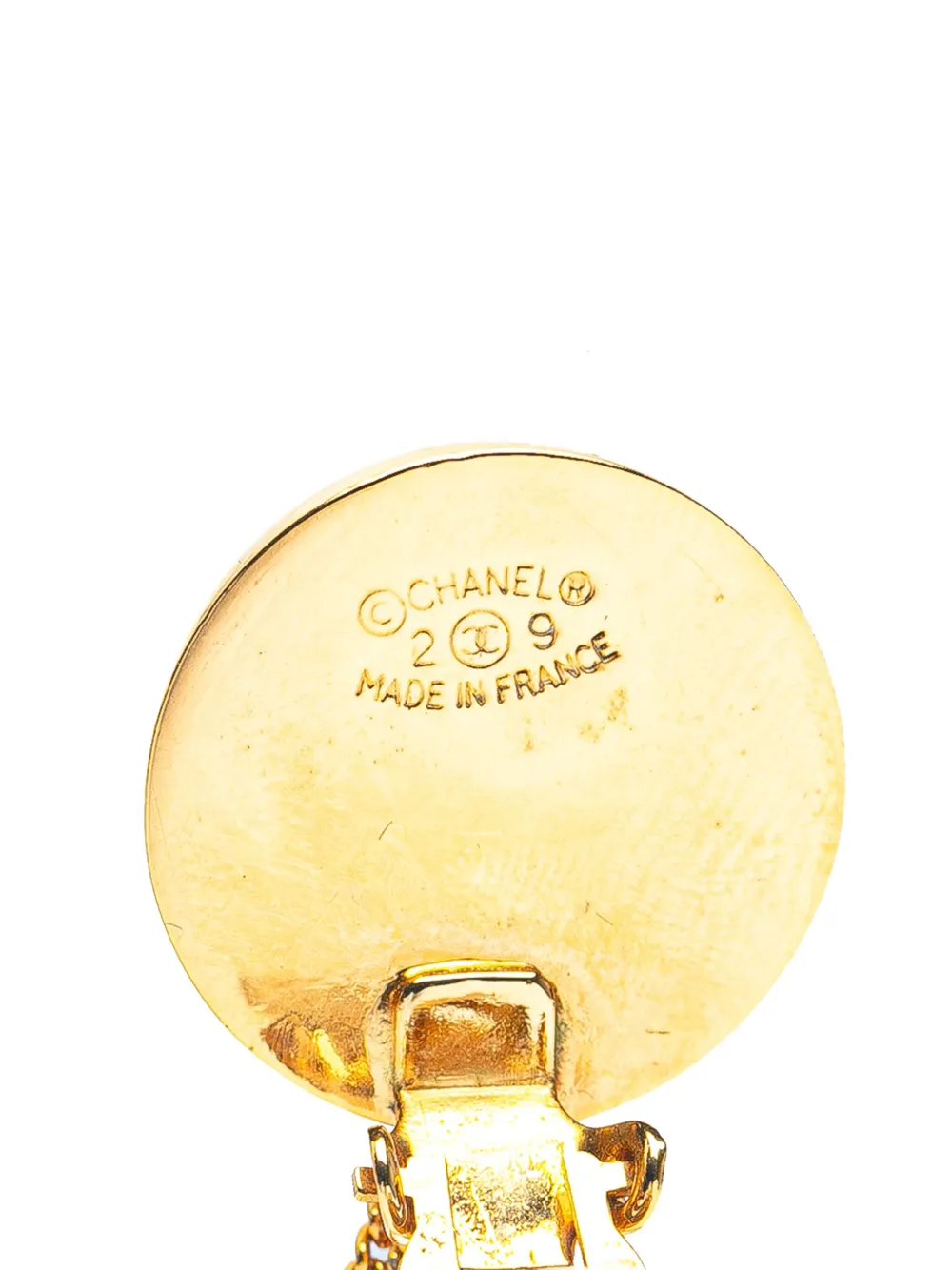 Pre-owned Chanel 1980-1990 Gold Plated Flap Bag Drop Clip On Earrings Costume Earrings