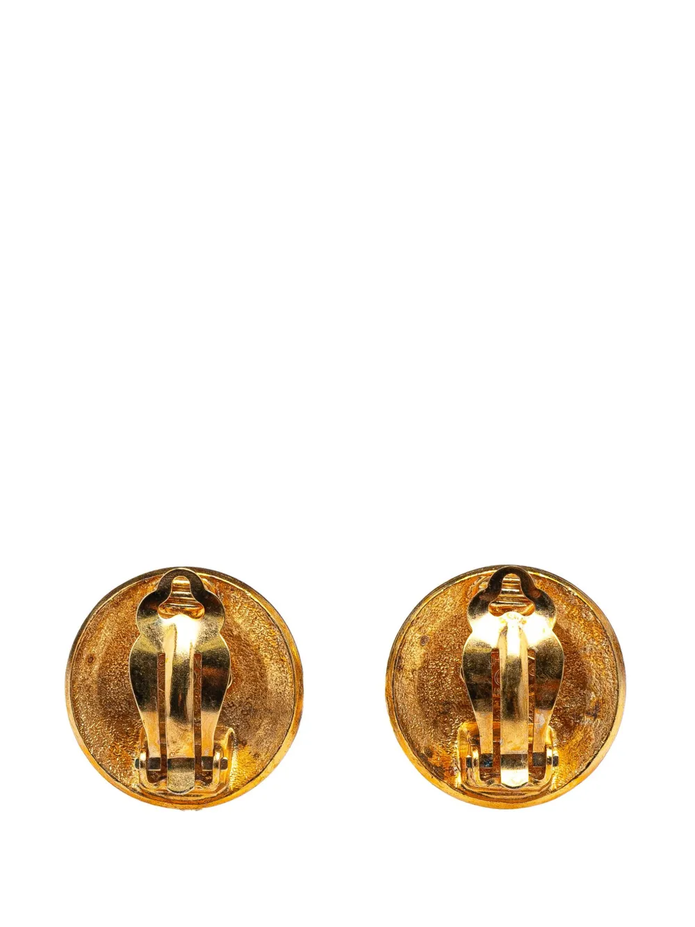 CHANEL Pre-Owned 1996 Gold Plated CC Button Clip on Earrings costume earrings | Image 2
