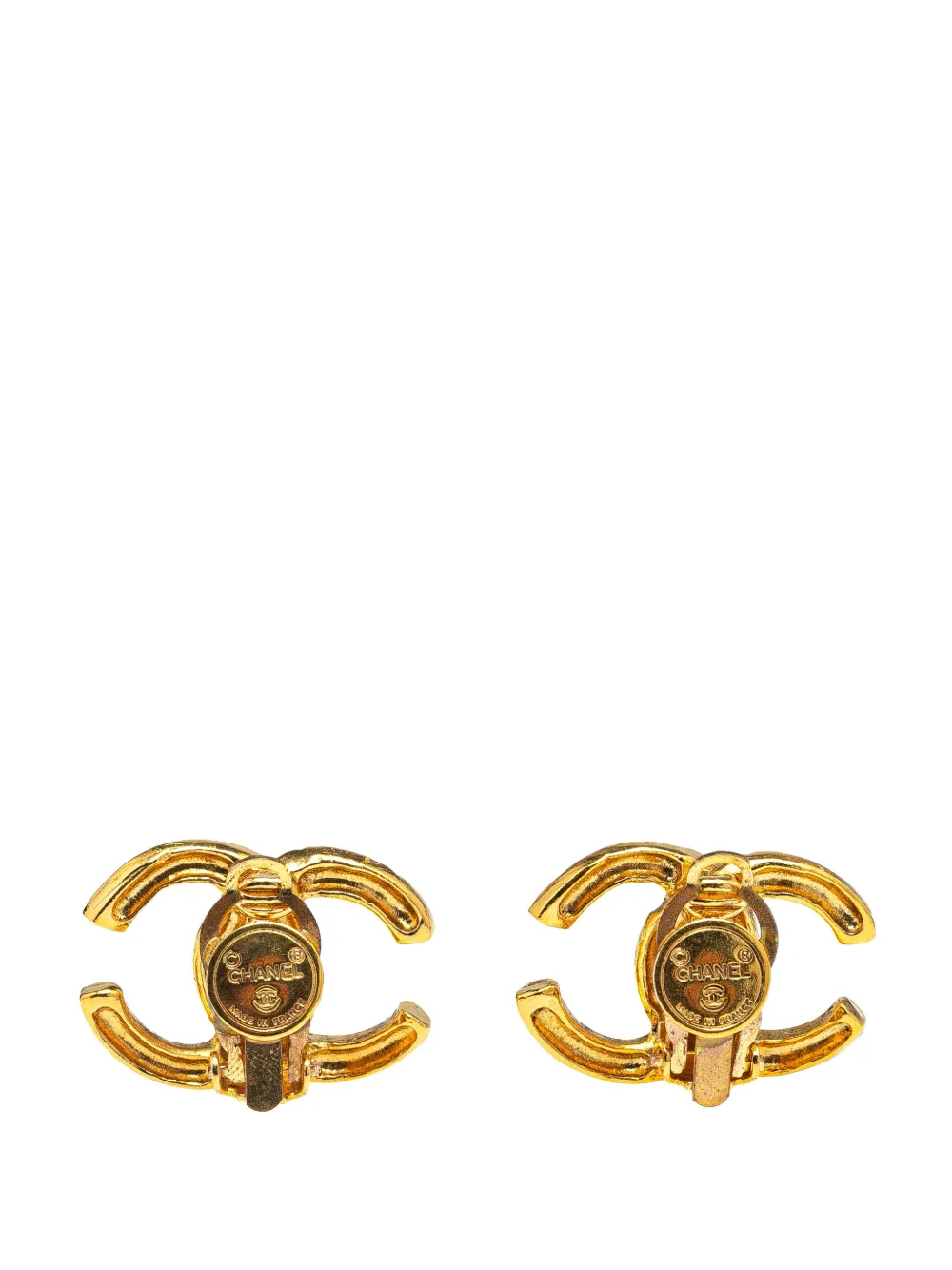 CHANEL Pre-Owned 1970-1980 Gold Plated CC Clip On Earrings costume earrings | Image 2