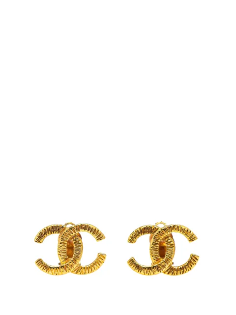 CHANEL Pre-Owned 1970-1980 Gold Plated CC Clip On Earrings costume earrings