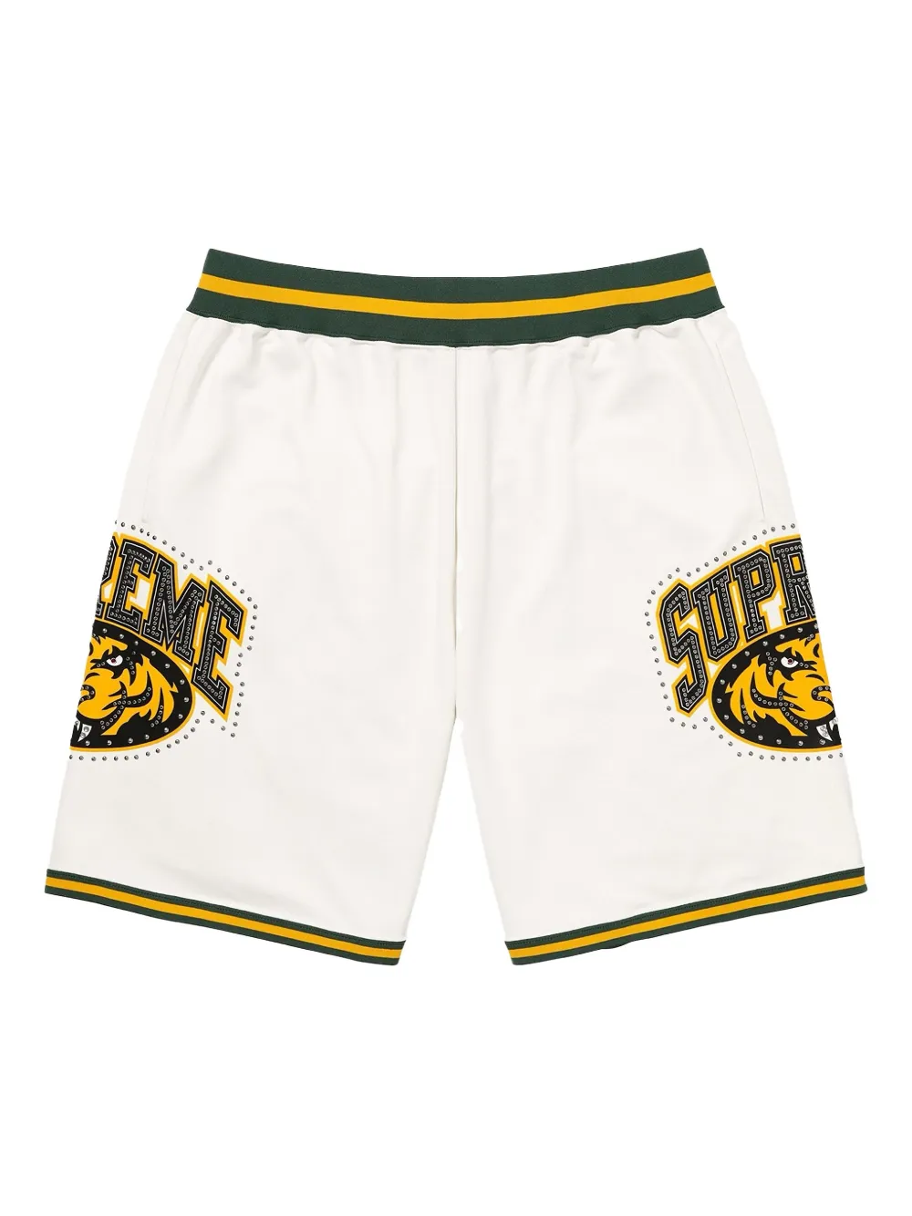 Supreme tiger-logo studded basketball shorts | White | Image 1