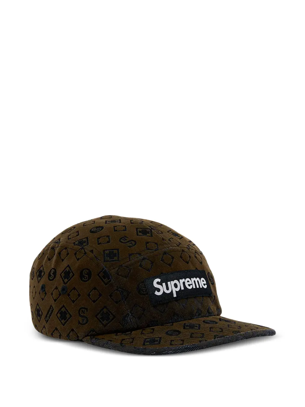 Supreme Camp Flocked Denim Cap In Brown