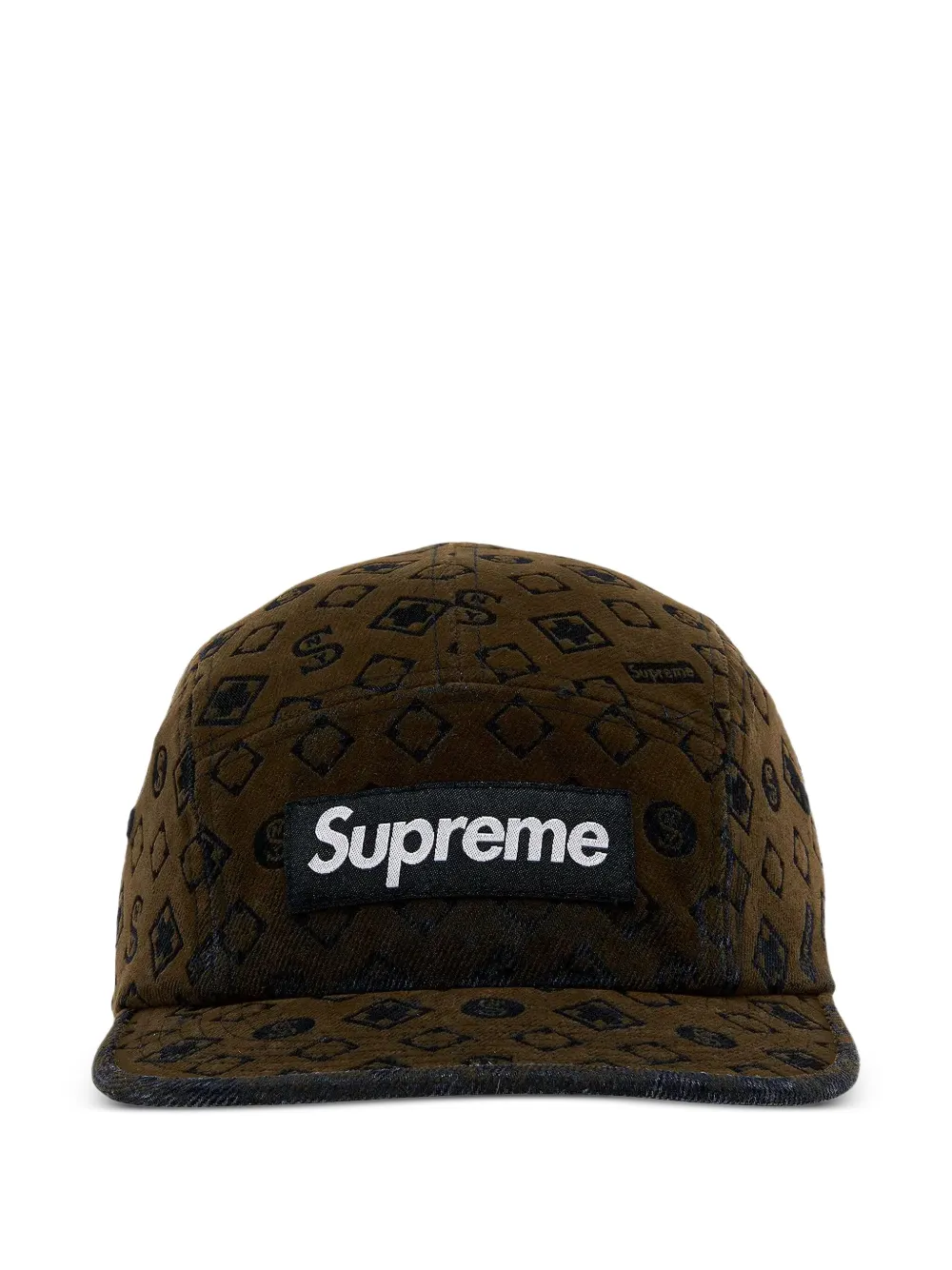 Supreme Camp Flocked Denim Cap In Brown