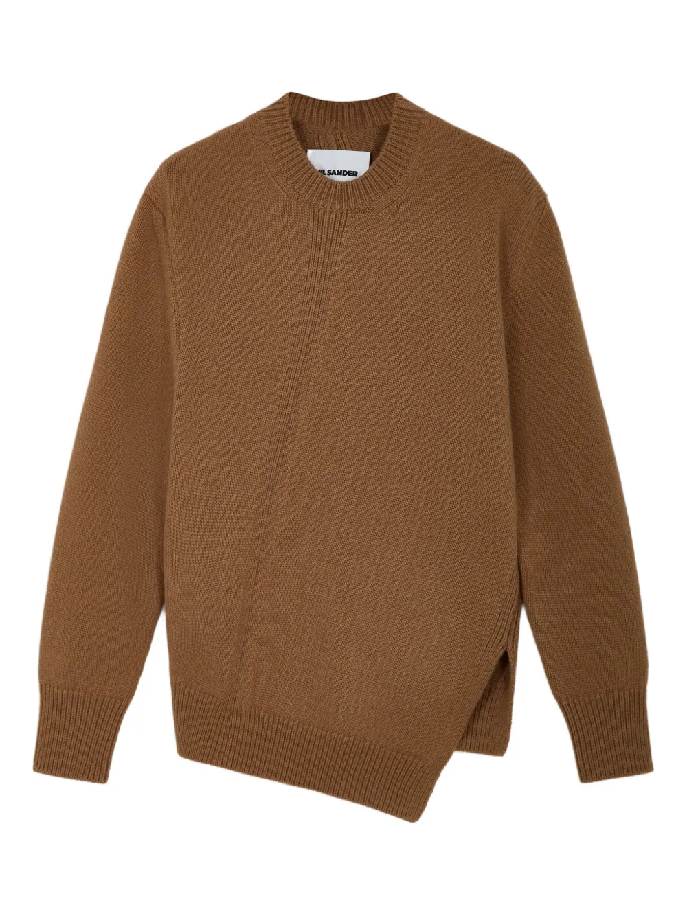 Jil Sander Asymmetric Wool Sweater In Brown