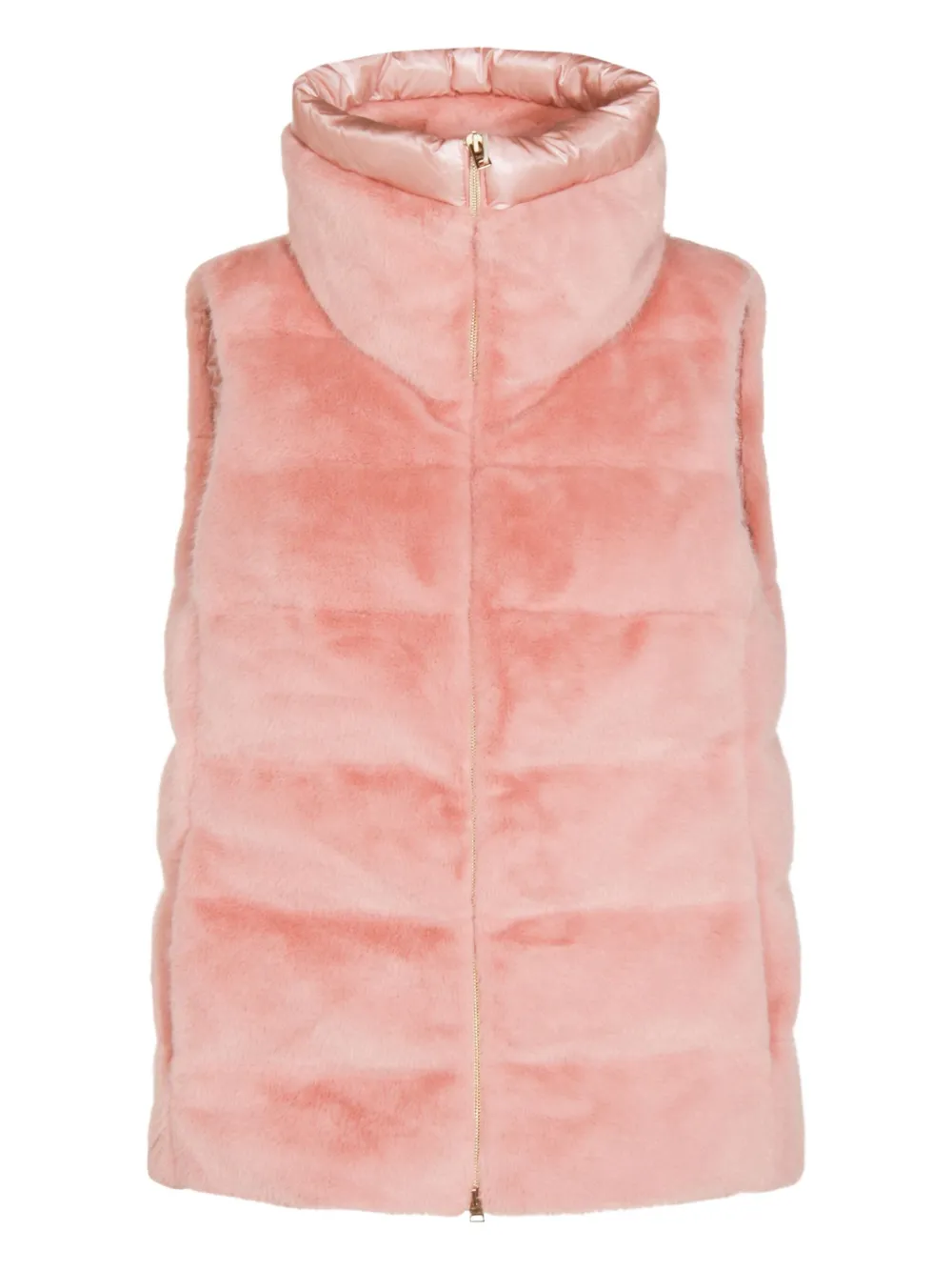 Herno Luxe Sleeveless Down Jacket With Faux Fur In Pink