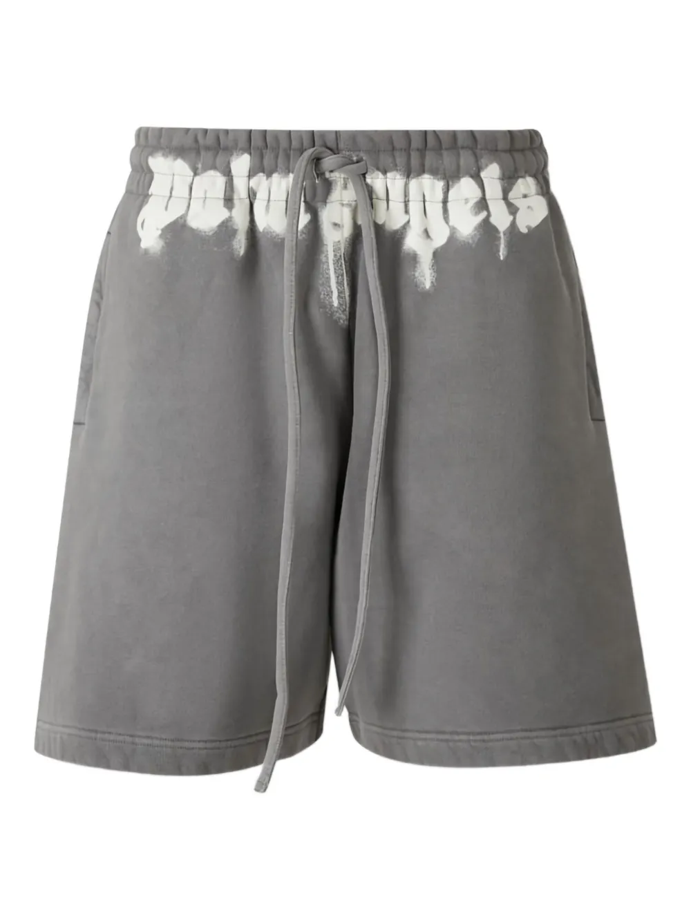 Palm Angels Logo-print Drawstring Shorts In Gray
