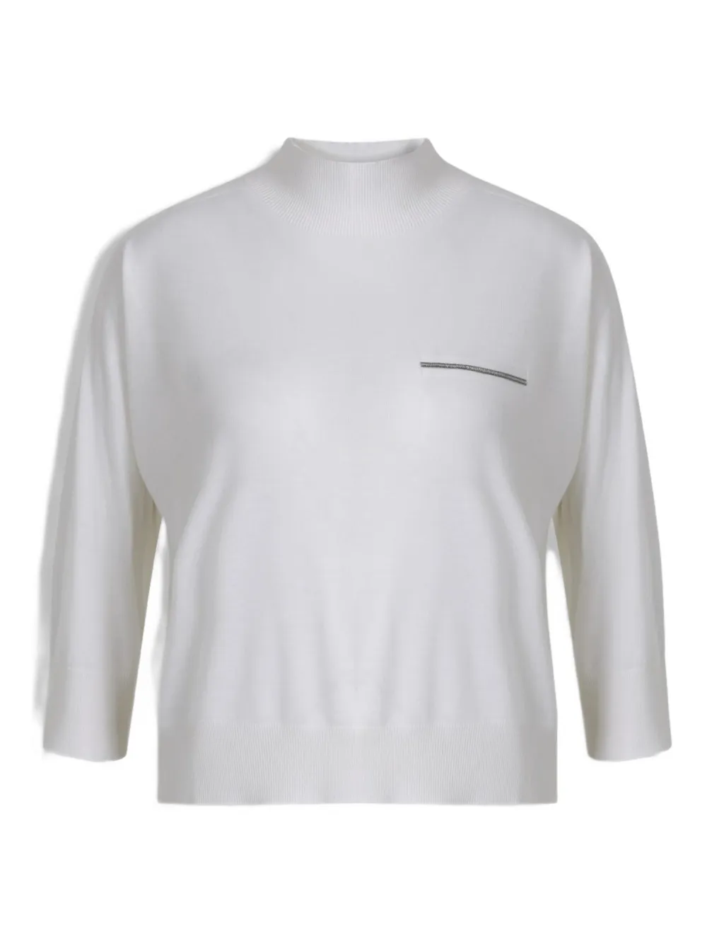Peserico ribbed-hem embellished sweater - ホワイト Peserico ribbed-hem embellished sweater - ホワイト