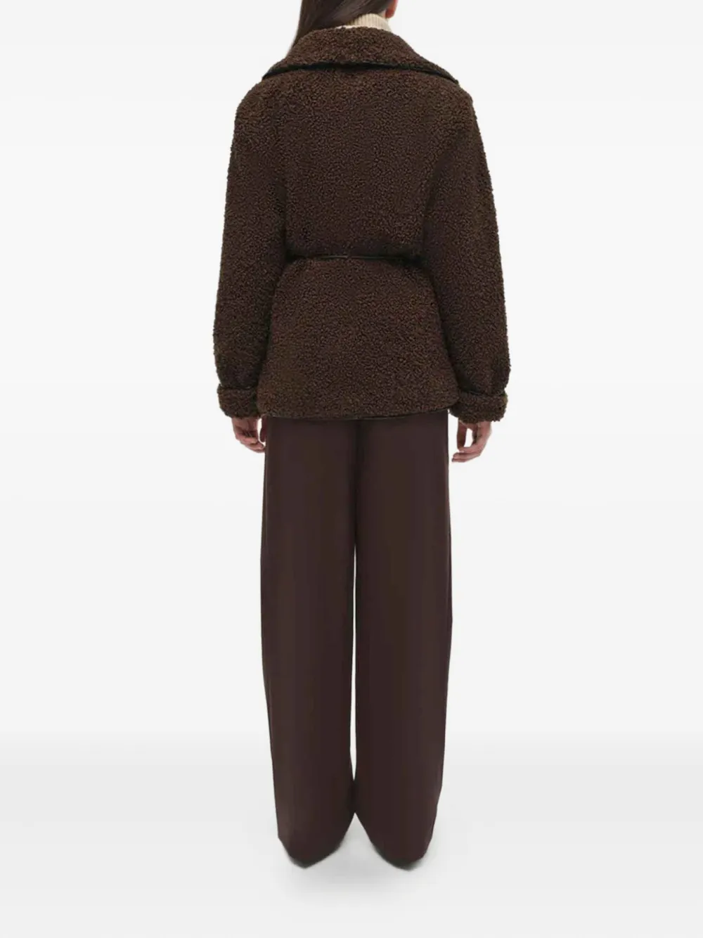 Simkhai Tie-waist Fleece Jacket Coat In Brown