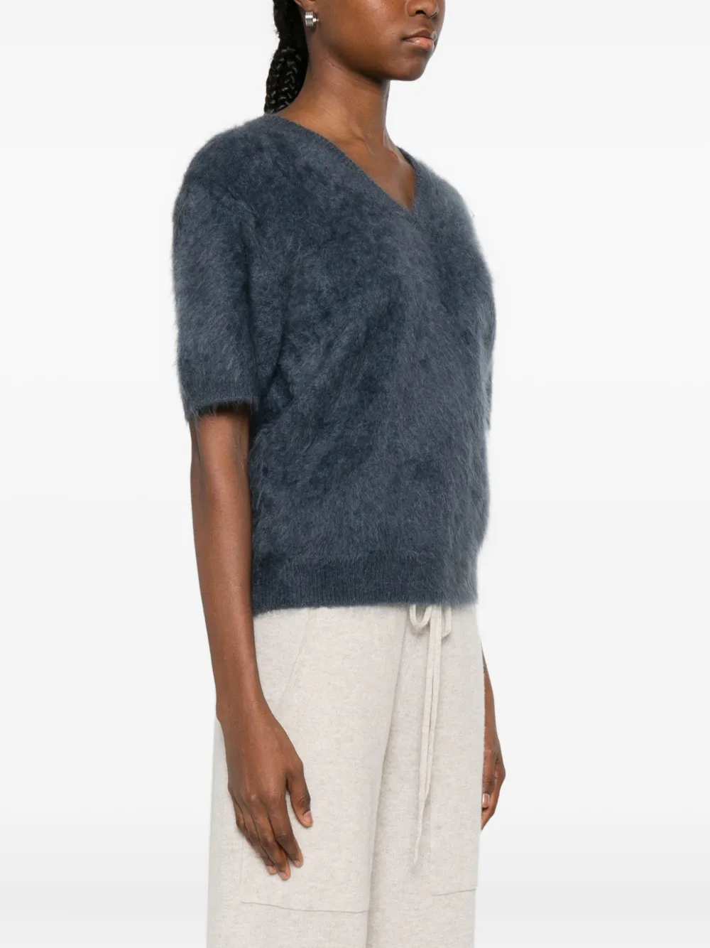 Lisa Yang Brushed Knitted Top In Blue
