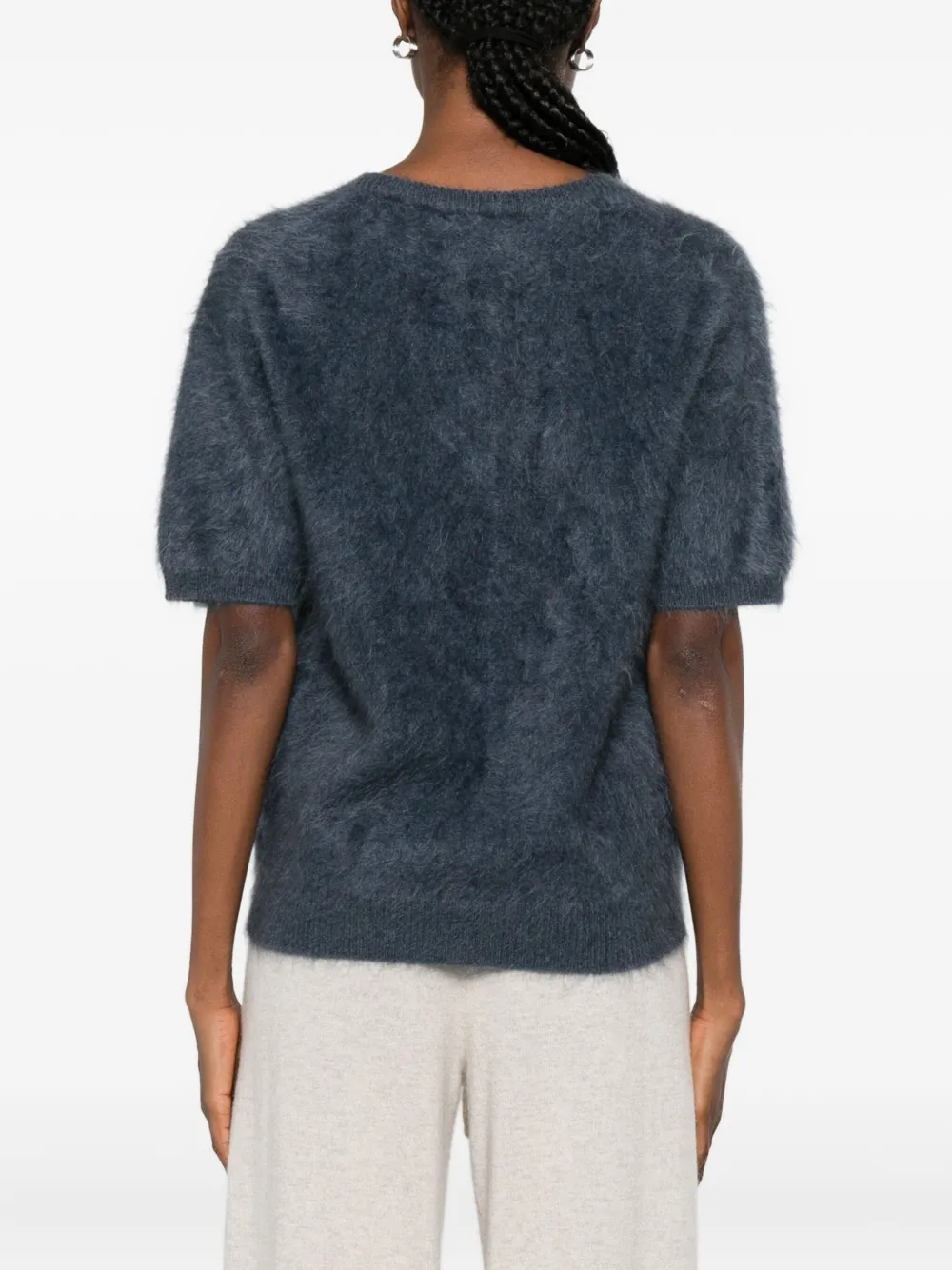 Lisa Yang Brushed Knitted Top In Blue