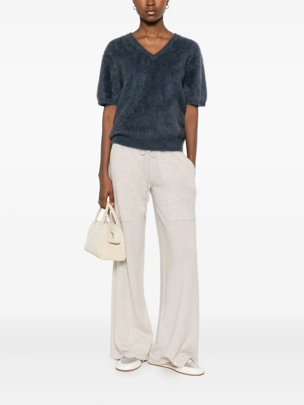Lisa Yang Brushed Knitted Top In Blue