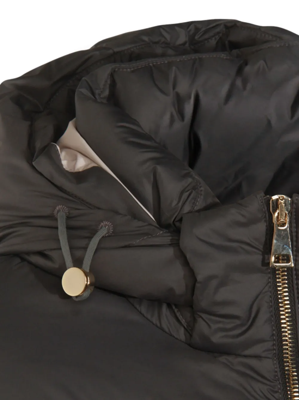 Fabiana Filippi Hooded Quilted Down Jacket Drawstring Detail In Gray