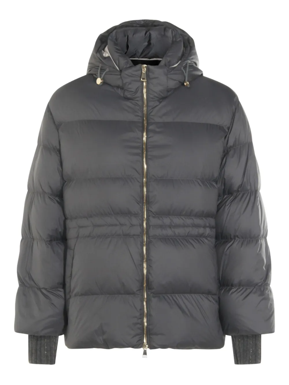 Fabiana Filippi Hooded Quilted Down Jacket Drawstring Detail In Gray