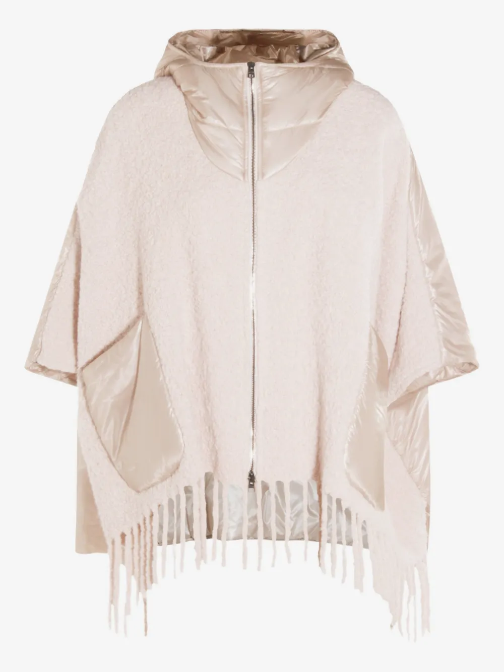 Herno hooded fringed cape | Neutrals | Image 1