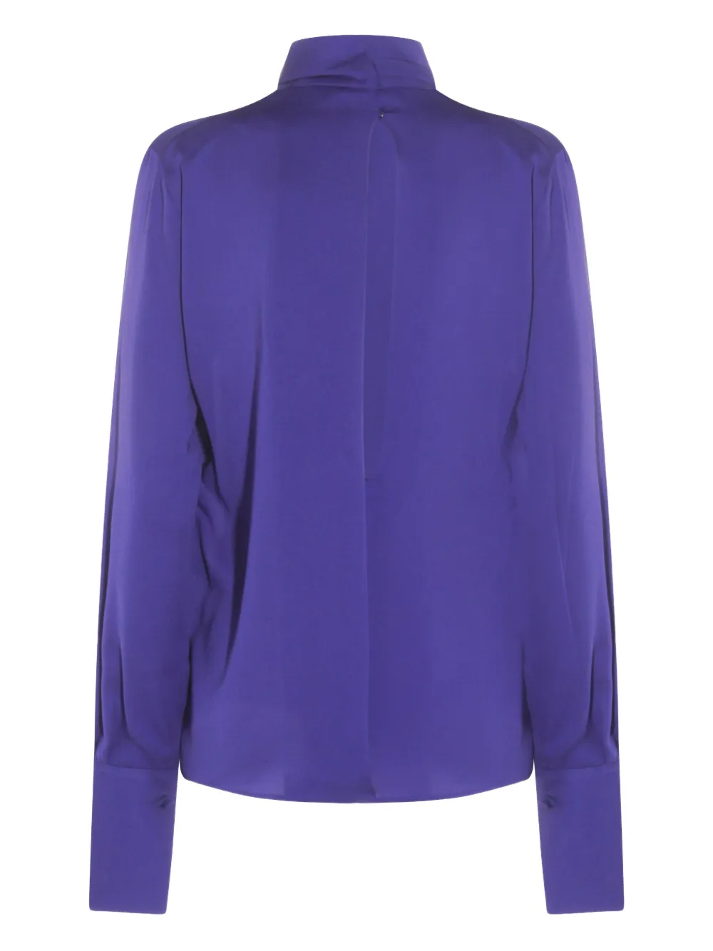 Tom Ford Long Sleeve High Neck Top With Back Pleat In Blue