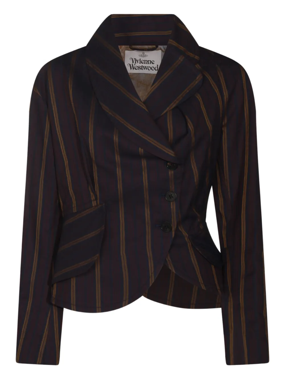 Vivienne Westwood Striped Blazer With Long Sleeves And Pockets In Brown