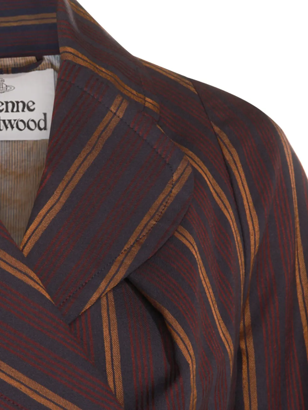 Vivienne Westwood Striped Blazer With Long Sleeves And Pockets In Brown