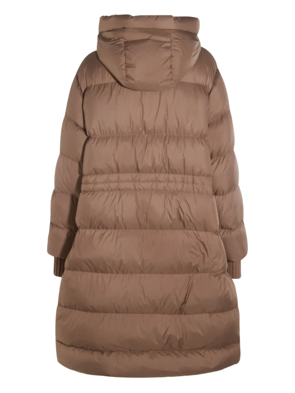 Fabiana Filippi Hooded Long Quilted Down Jacket In Neutral