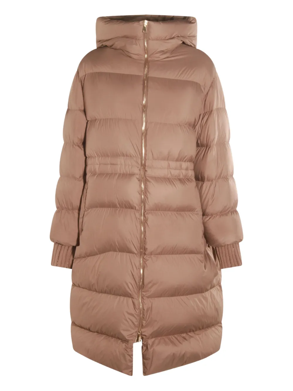 Fabiana Filippi Hooded Long Quilted Down Jacket In Neutral
