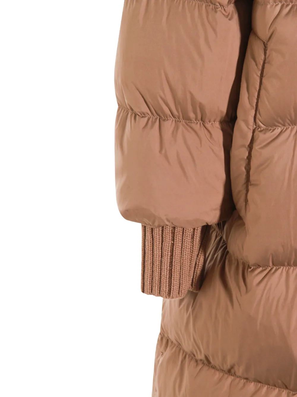 Fabiana Filippi Hooded Long Quilted Down Jacket In Neutral