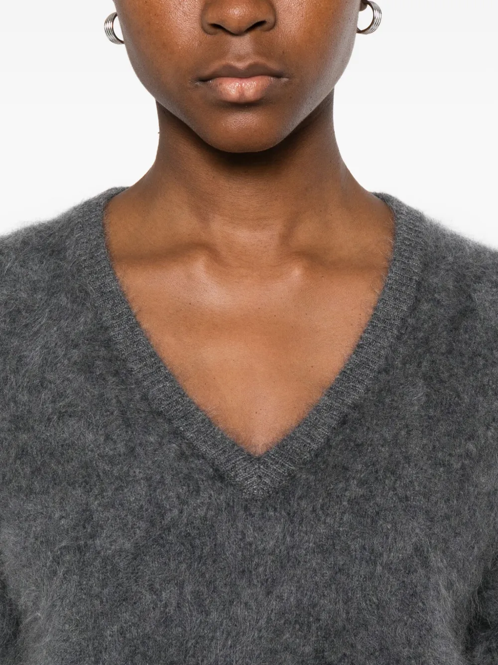 Lisa Yang V-neck Short-sleeve Sweater In Gray