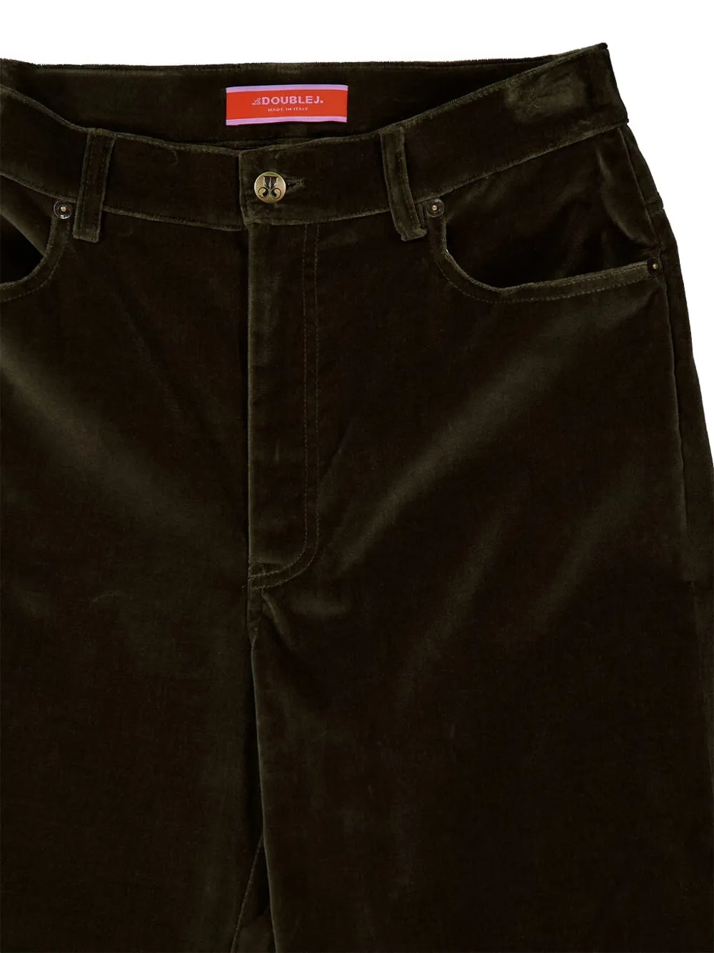 La Doublej Flared Cotton Trousers In Green