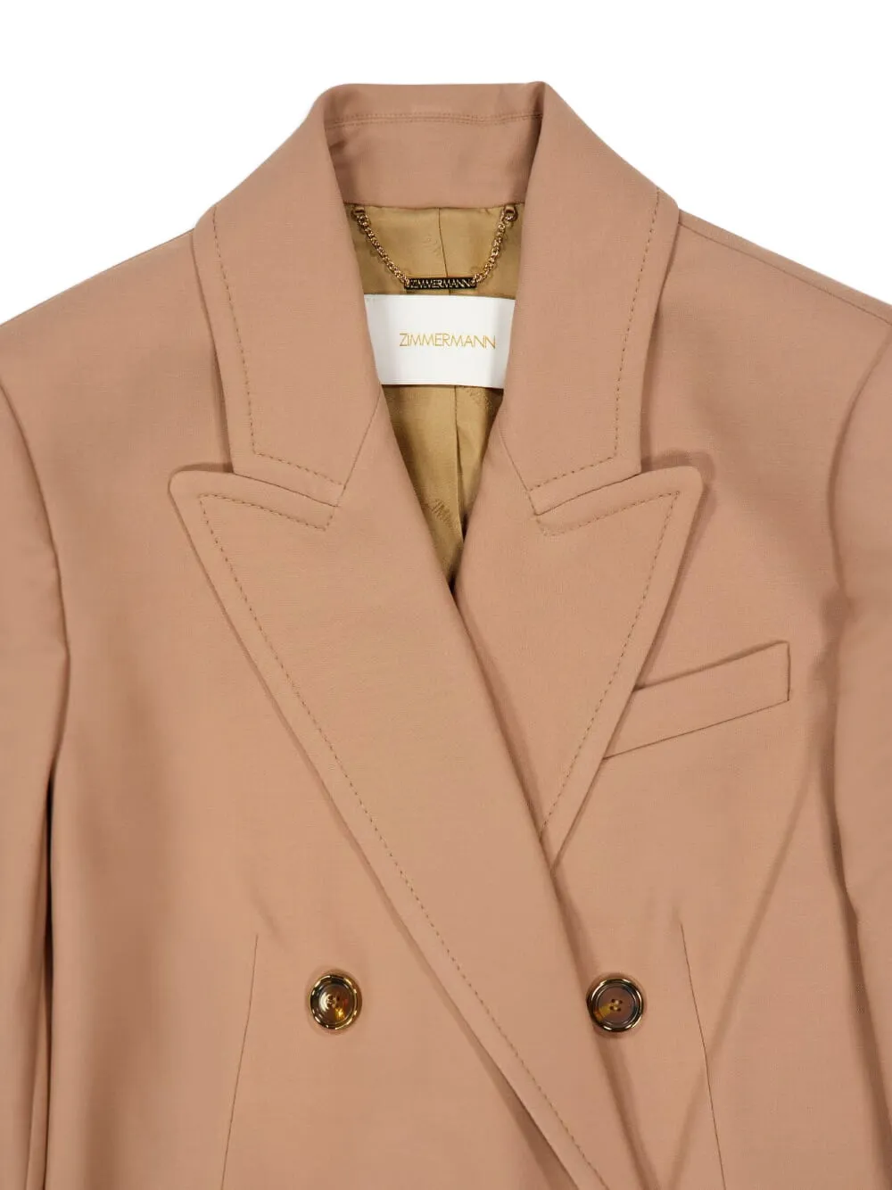 Zimmermann Double-breasted Wool Blazer In Brown