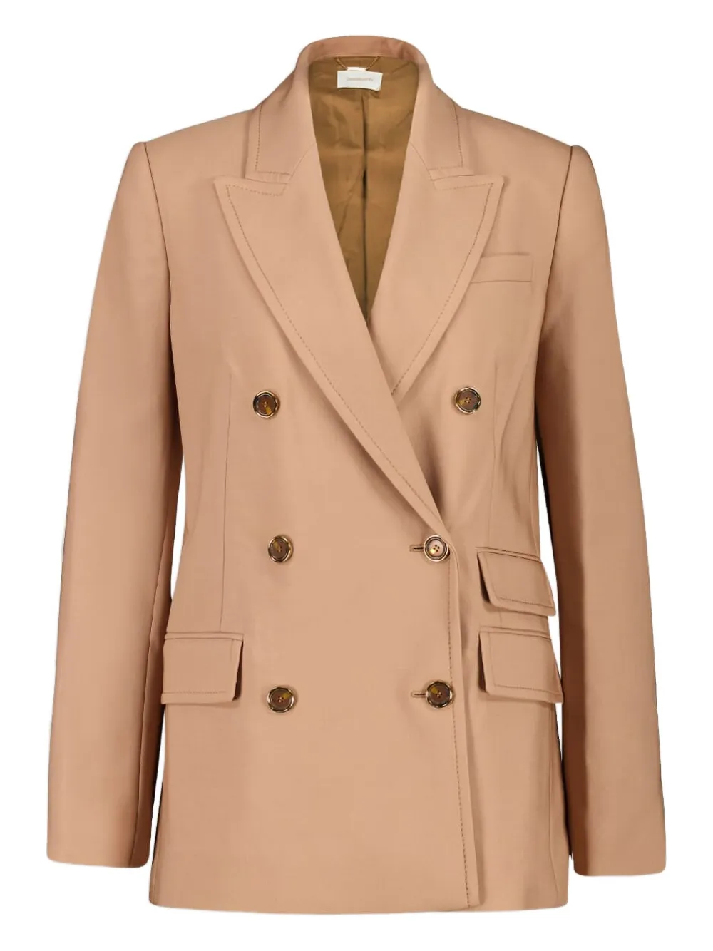 Zimmermann Double-breasted Wool Blazer In Brown