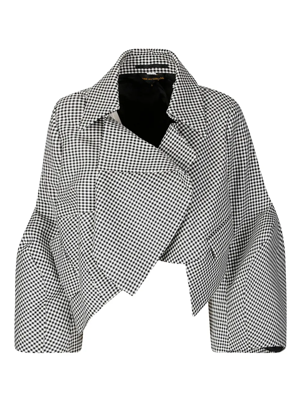 Comme Des Garçons Checkered Cropped Shrug Wide Sleeves In Black