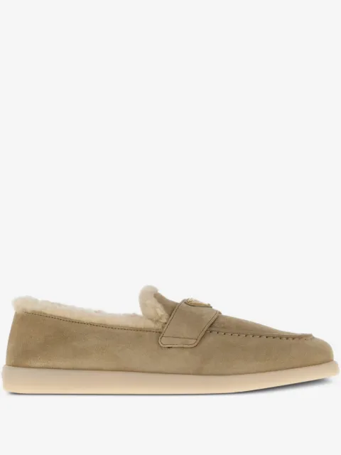 Prada shearling-trim suede loafers