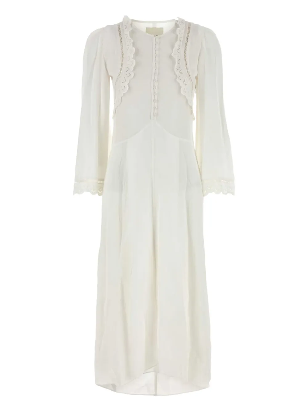 Isabel Marant Midi Dress With Long Sleeves And Lace Trim In White