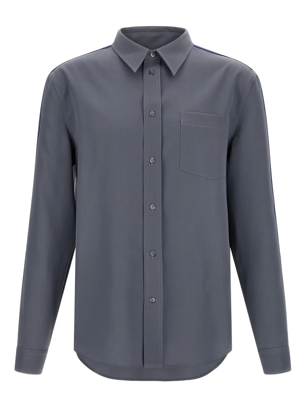 Marni Wool Shirt With Button-down Collar And Pocket In Gray