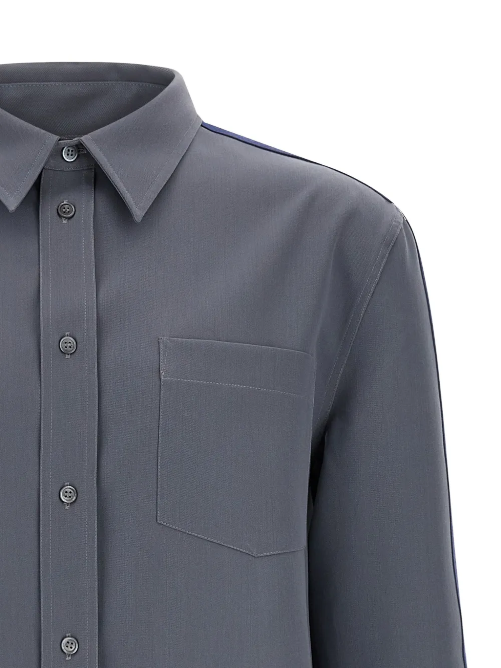 Marni Wool Shirt With Button-down Collar And Pocket In Gray