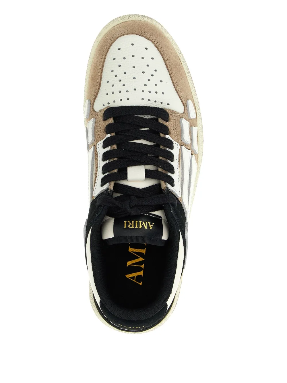 Amiri Skel Top Low Panelled Suede Sneakers In Black