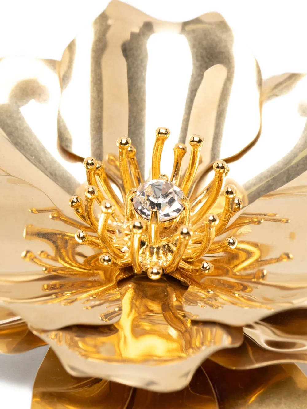  Miu Miu Crystal Flower Brooch - Gold 