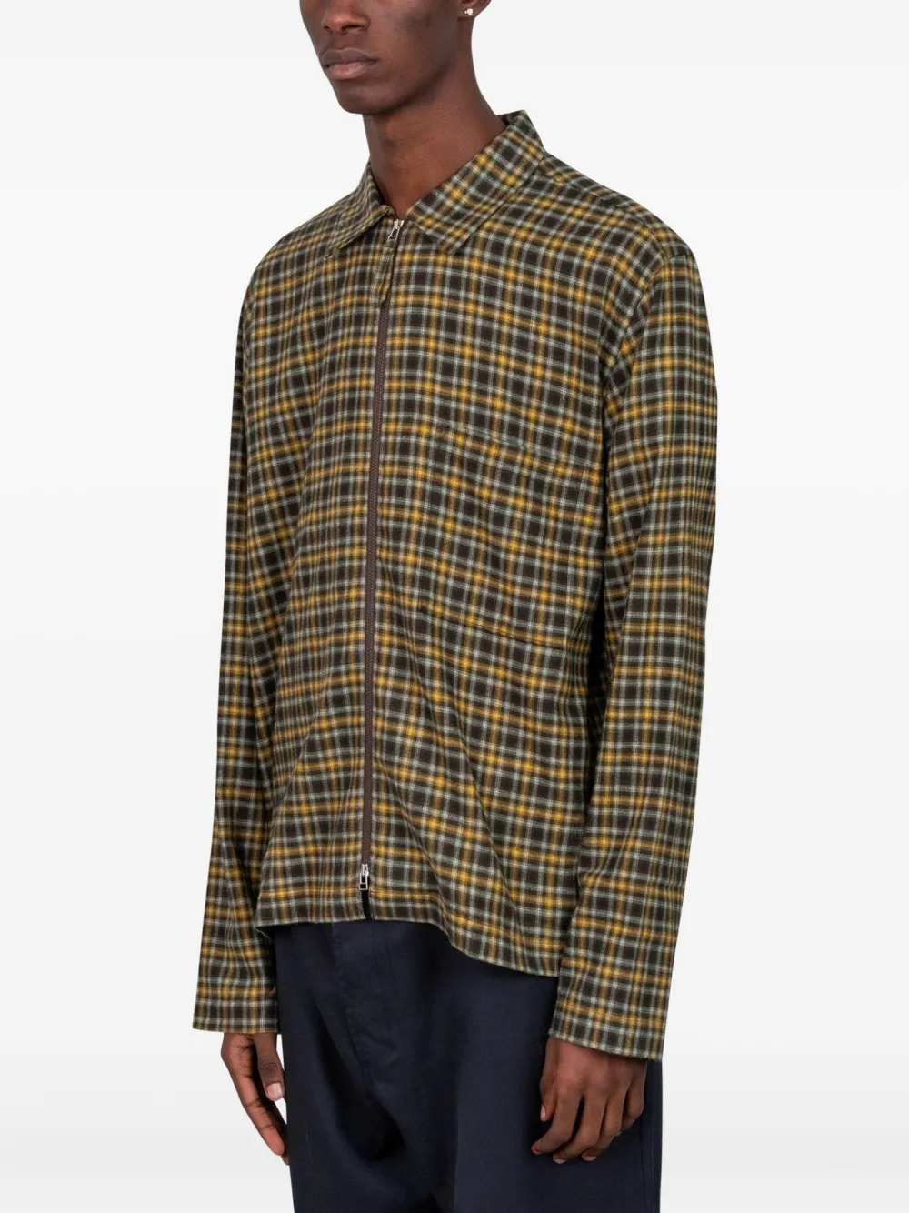 Universal Works Checked Shirt In Brown