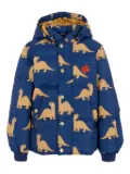 Mini Rodini dinosaur-print puffer jacket - Blue