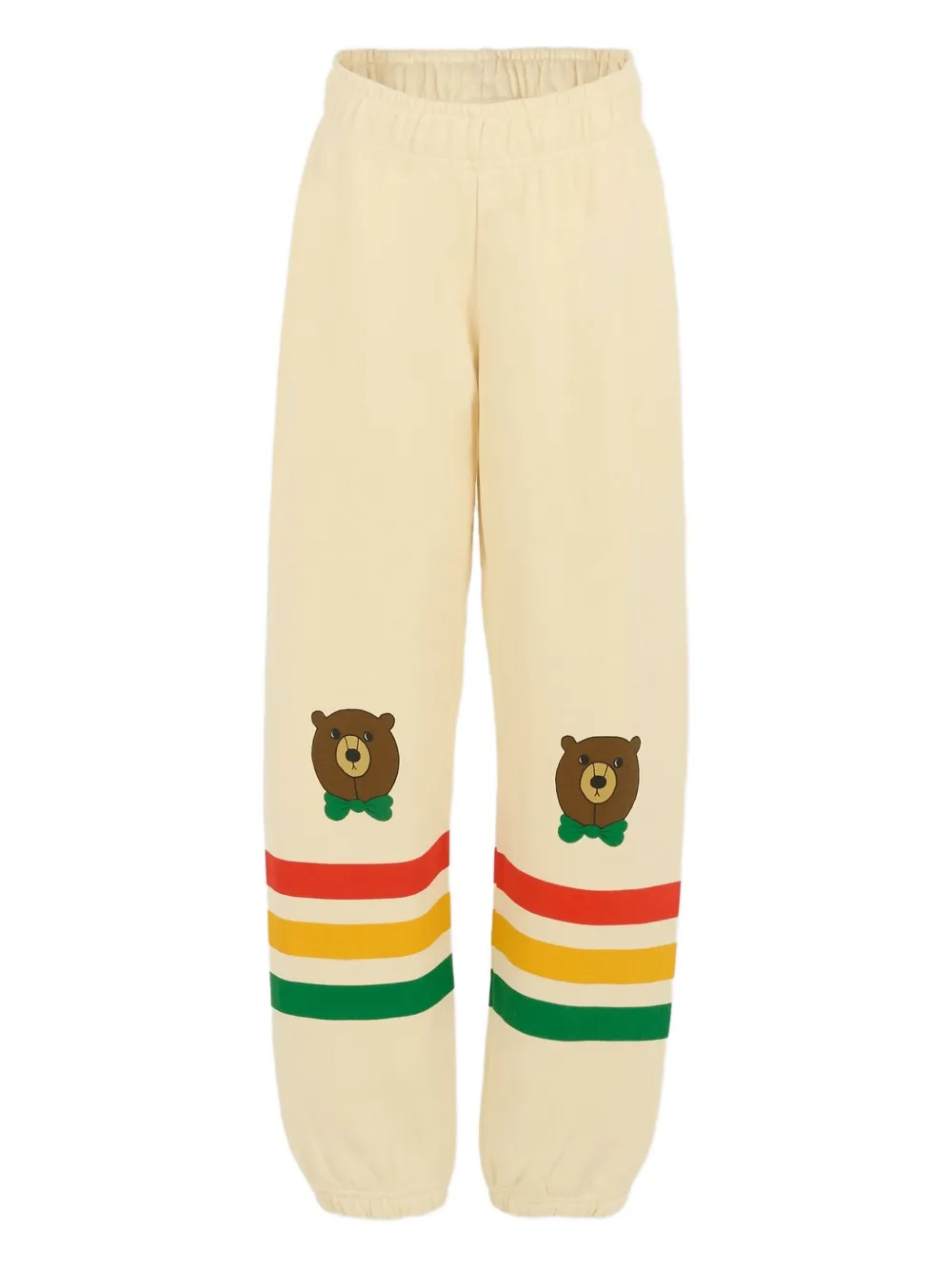 Mini Rodini bear-embroidered striped trousers | Neutrals | Image 1