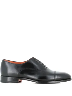 Santoni Polished Leather Oxford Shoes | Black | FARFETCH CA
