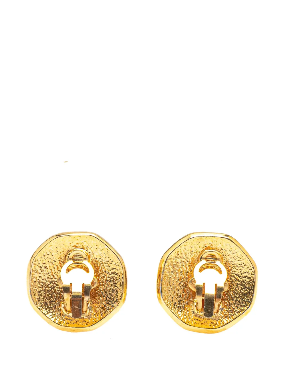 CHANEL Pre-Owned 1995 Gold Plated CC Octagon Clip on Earrings costume earrings | Image 2