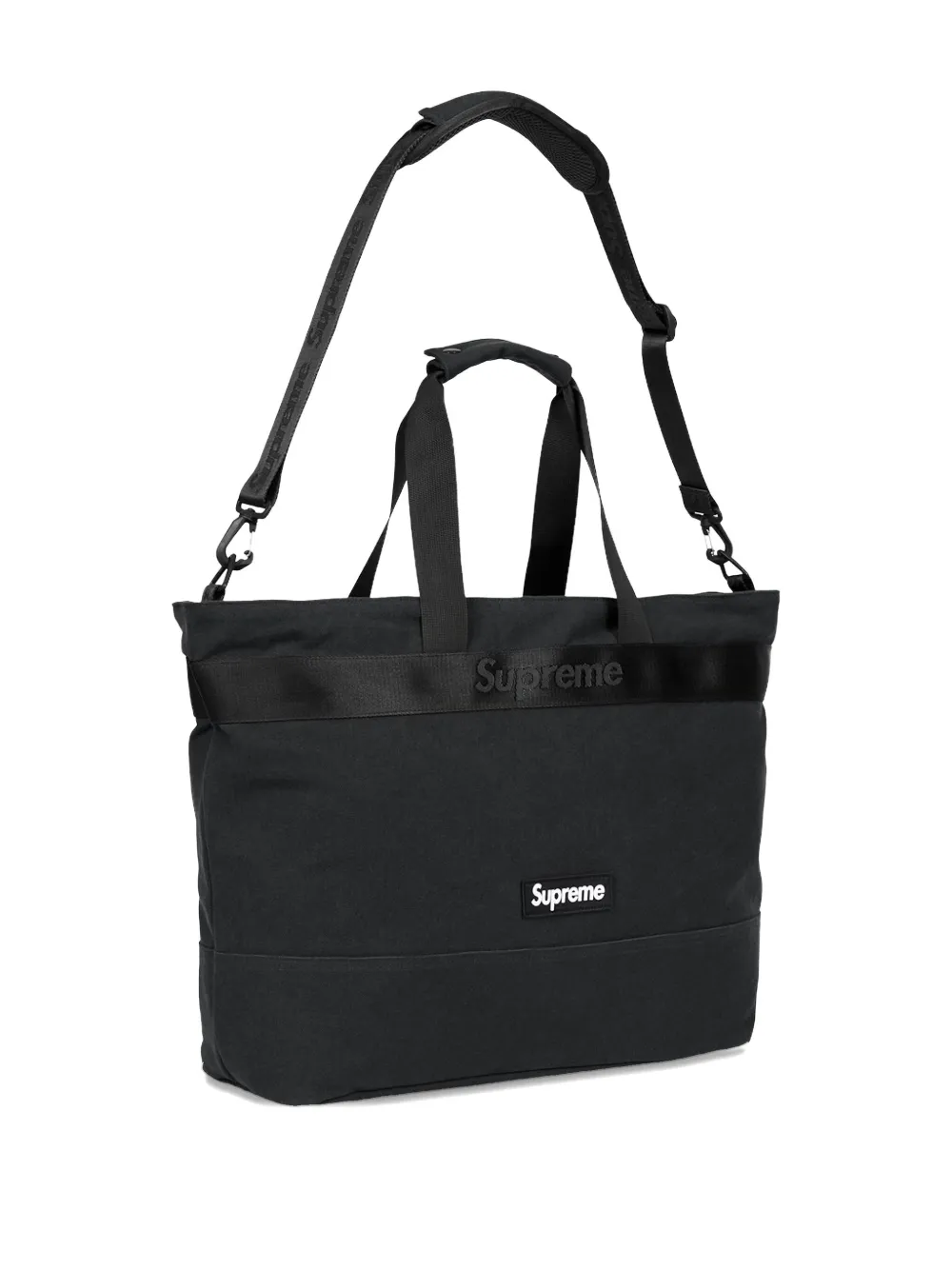 Supreme Logo-plaque Tote Bag In Black